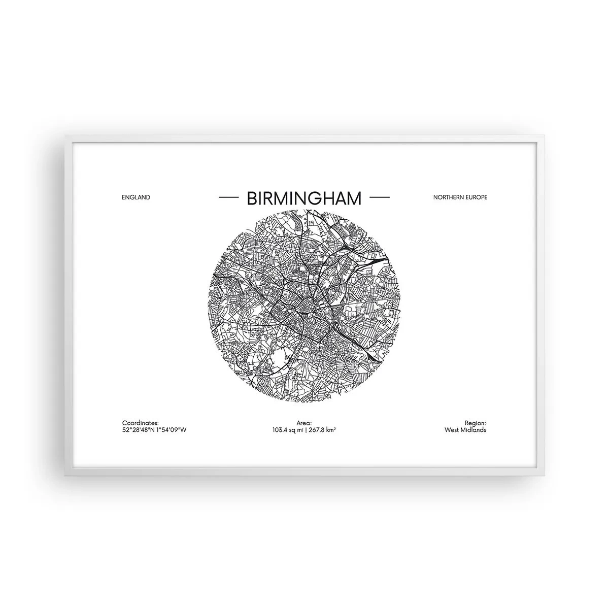 Poster in einem weißen Rahmen - Anatomie von Birmingham - 100x70 cm