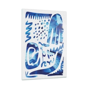 Glasbild - Bild auf glas - Dynamische blaue Abstraktion mit geometrischen Formen - 50x70cm - Zurück zu den Wurzeln - Moderne Wanddekoration für Wohnzimmer und Schlafzimmer ARTTOR