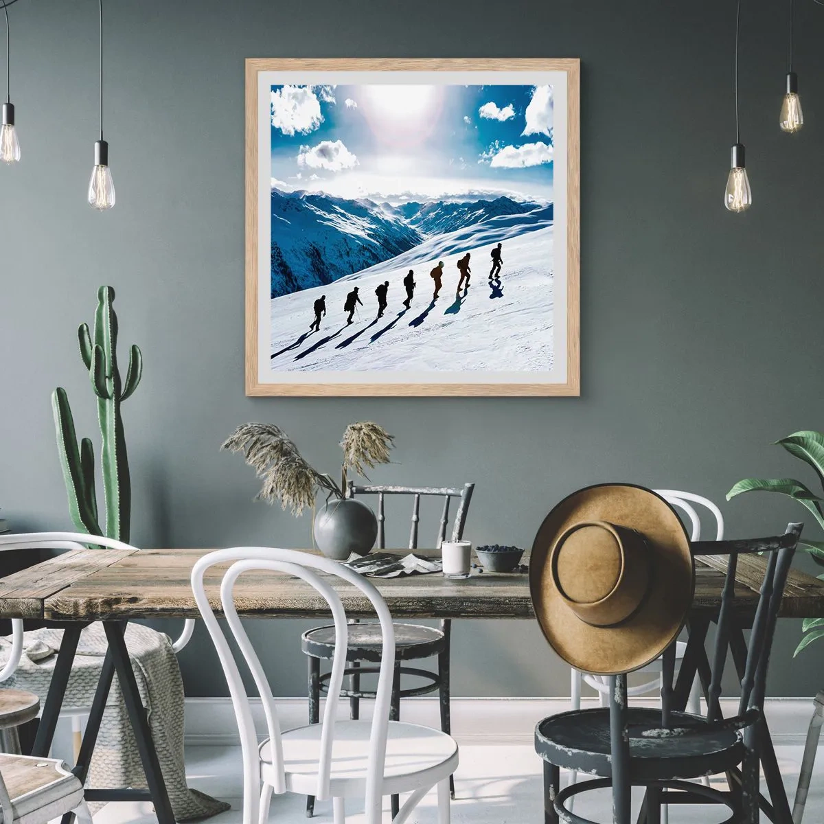 Poster in einem Rahmen aus heller Eiche - Das Team der Eroberer - 30x30 cm