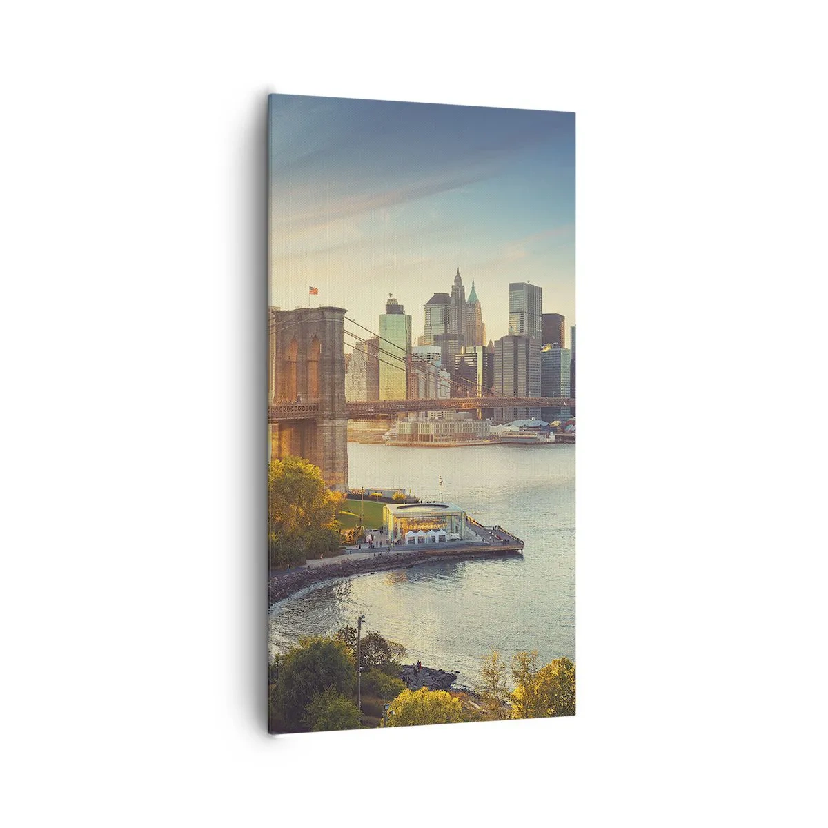 Bild auf Leinwand - Leinwandbild - Morgendämmerung der Großstadt - 65x120 cm