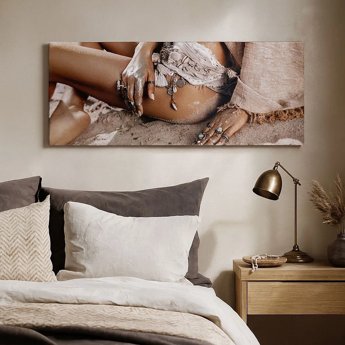 Bild auf Leinwand - Leinwandbild - Von den Wellen geworfen? - 100x40 cm