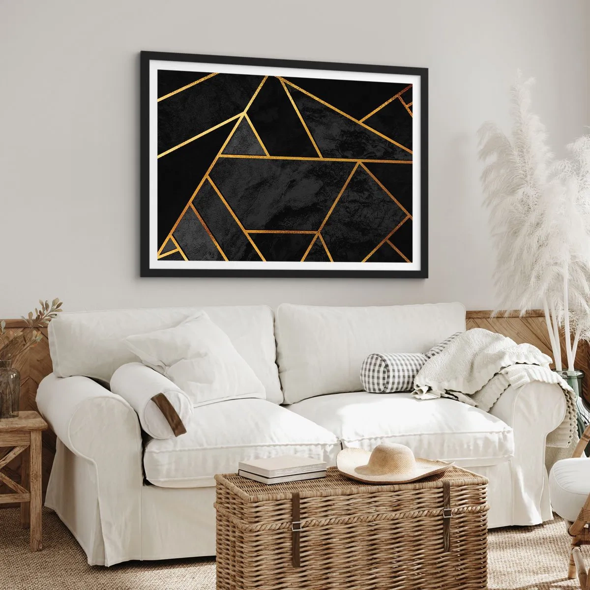 Poster in einem schwarzem Rahmen - Dunkelheit und Glanz - 91x61 cm