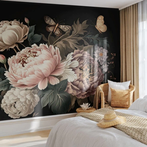 Fototapete Premium Sand - Im Barockstil - Botanik, Blumen, Shabby-Chic - 400x280 cm