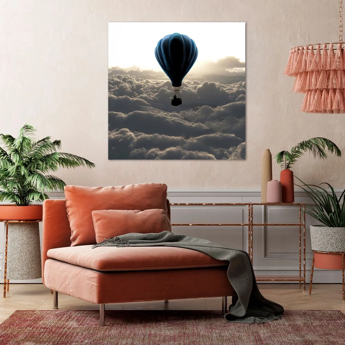Bild auf Leinwand - Leinwandbild - Ein Wanderer über den Wolken - 30x30 cm