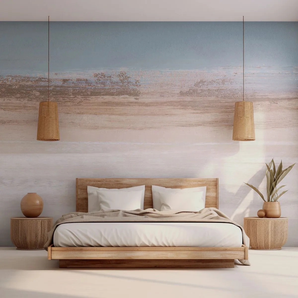 Fototapete Premium Canvas - Mehrdeutige Landschaft - Stück, Hell, Minimalismus - 200x140 cm