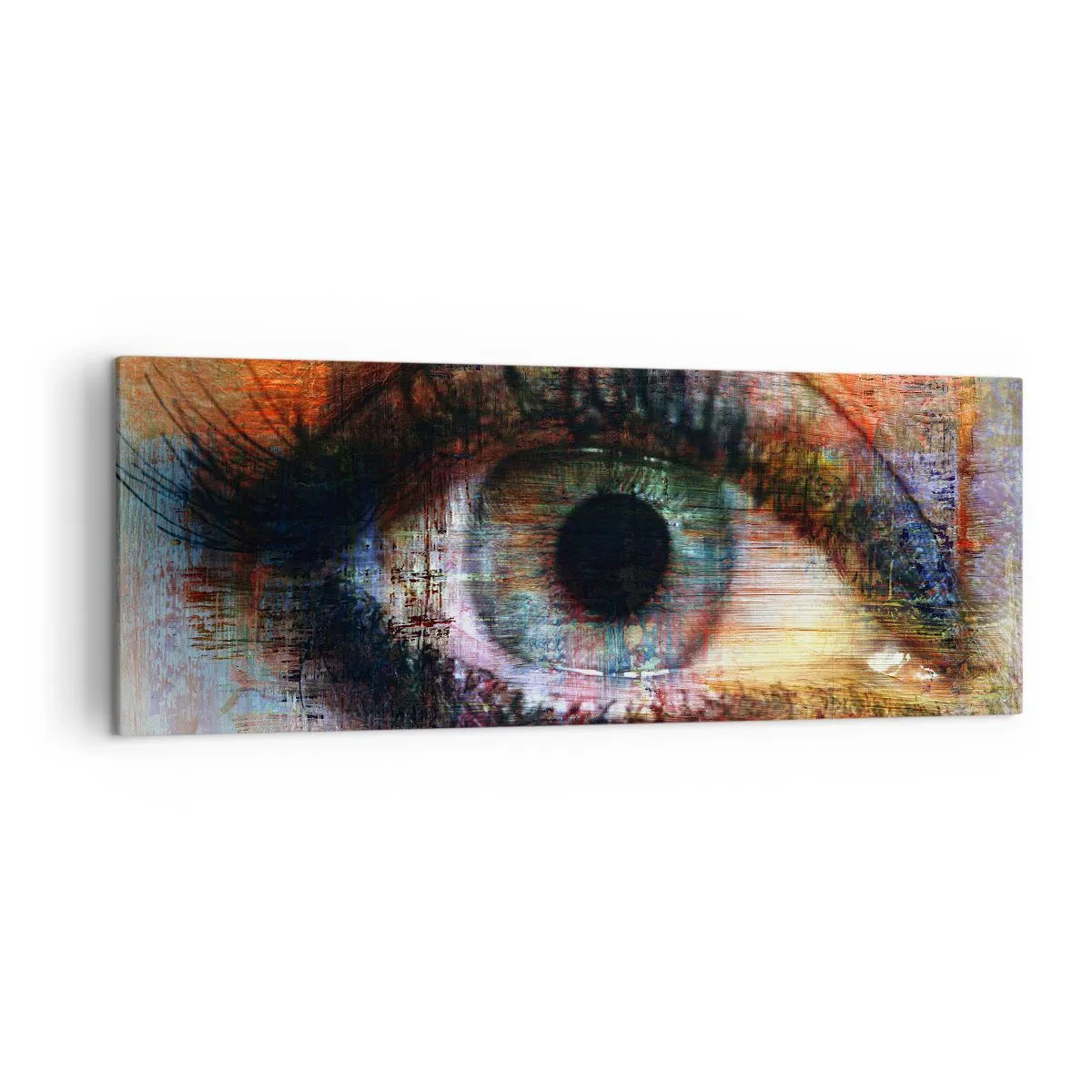 Bild auf Leinwand - Leinwandbild - Künstlerisches Auge in mehrfarbiger Abstraktion - 140x50cm - Du kannst in die Seele sehen - Moderne Wanddekoration für Wohnzimmer und Schlafzimmer ARTTOR