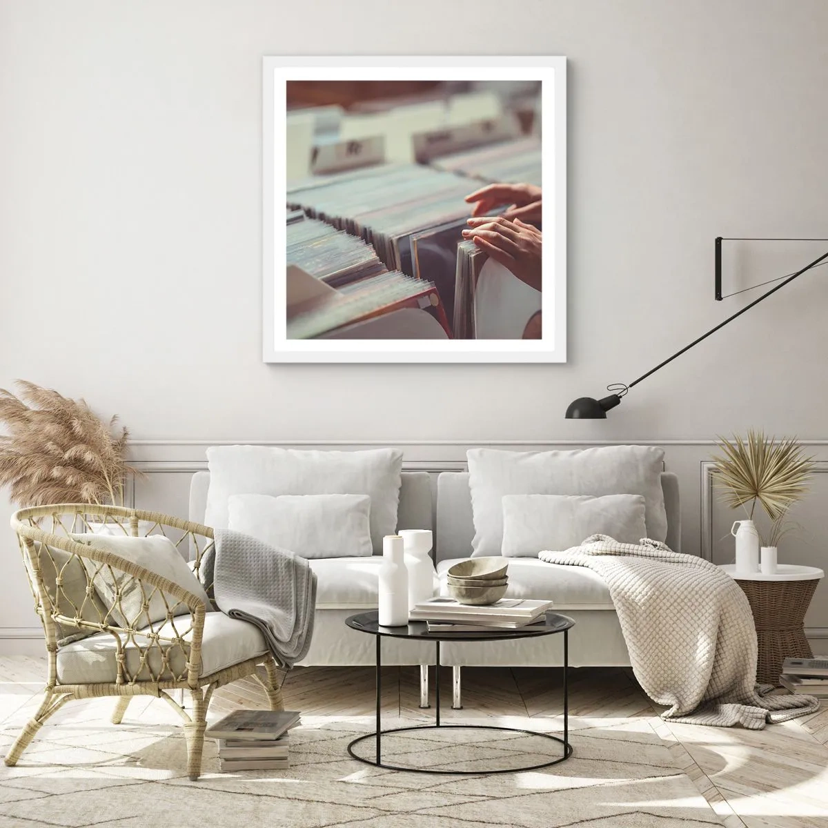 Poster in einem weißen Rahmen - Auf der Suche nach Emotionen - 40x40 cm
