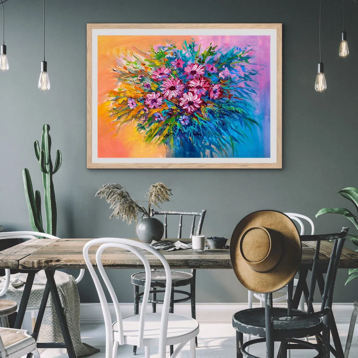 Poster in einem Rahmen aus heller Eiche - Lebensenergie - 50x40 cm