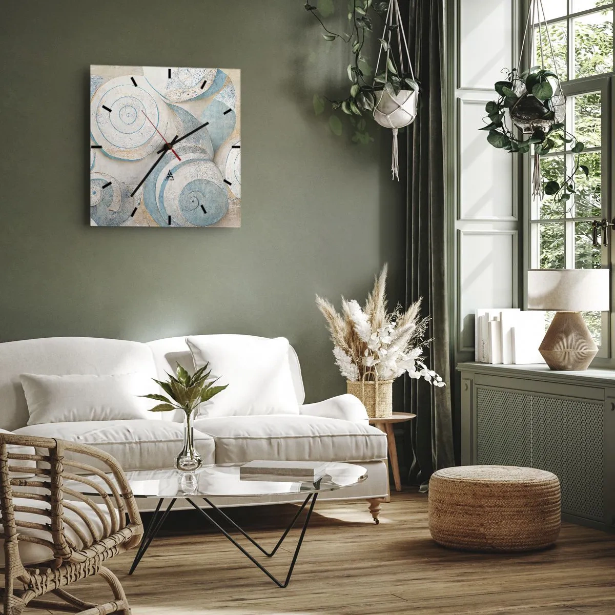 Wanduhr - Glasuhr - Was verbirgt sich in der Muschel? - 30x30 cm