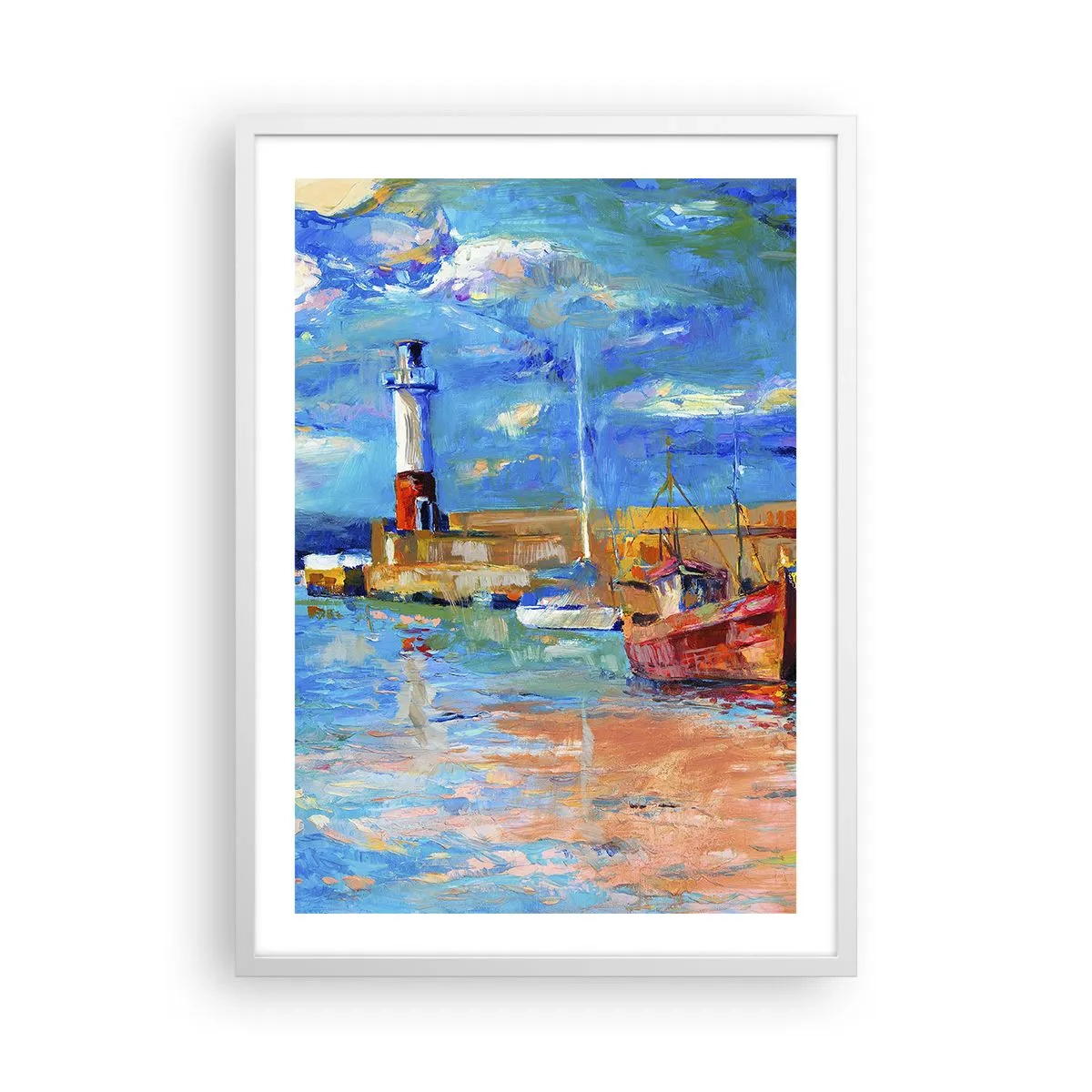 Poster in einem weißen Rahmen - Ein Nachmittag in der Regenbogenbucht - 50x70 cm