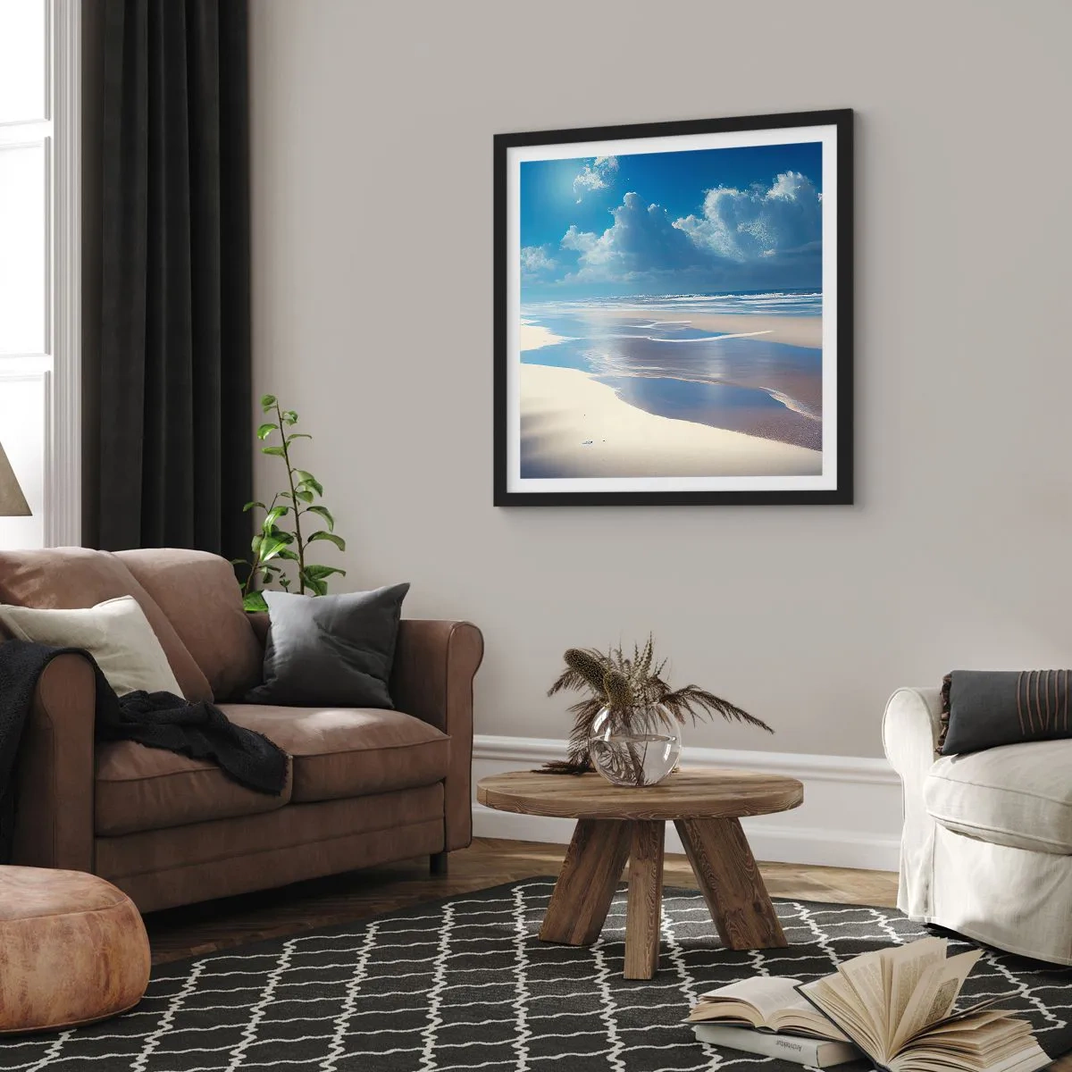 Poster in einem schwarzem Rahmen - Paradiesischer Urlaub - 60x60 cm