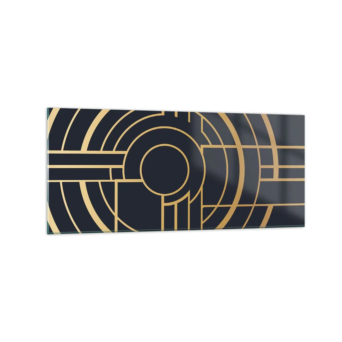 Glasbild - Bild auf glas - Geometrisches Muster mit goldenen Linien - 120x50cm - Wendungen der Dinge - Moderne Wanddekoration für Wohnzimmer und Schlafzimmer ARTTOR