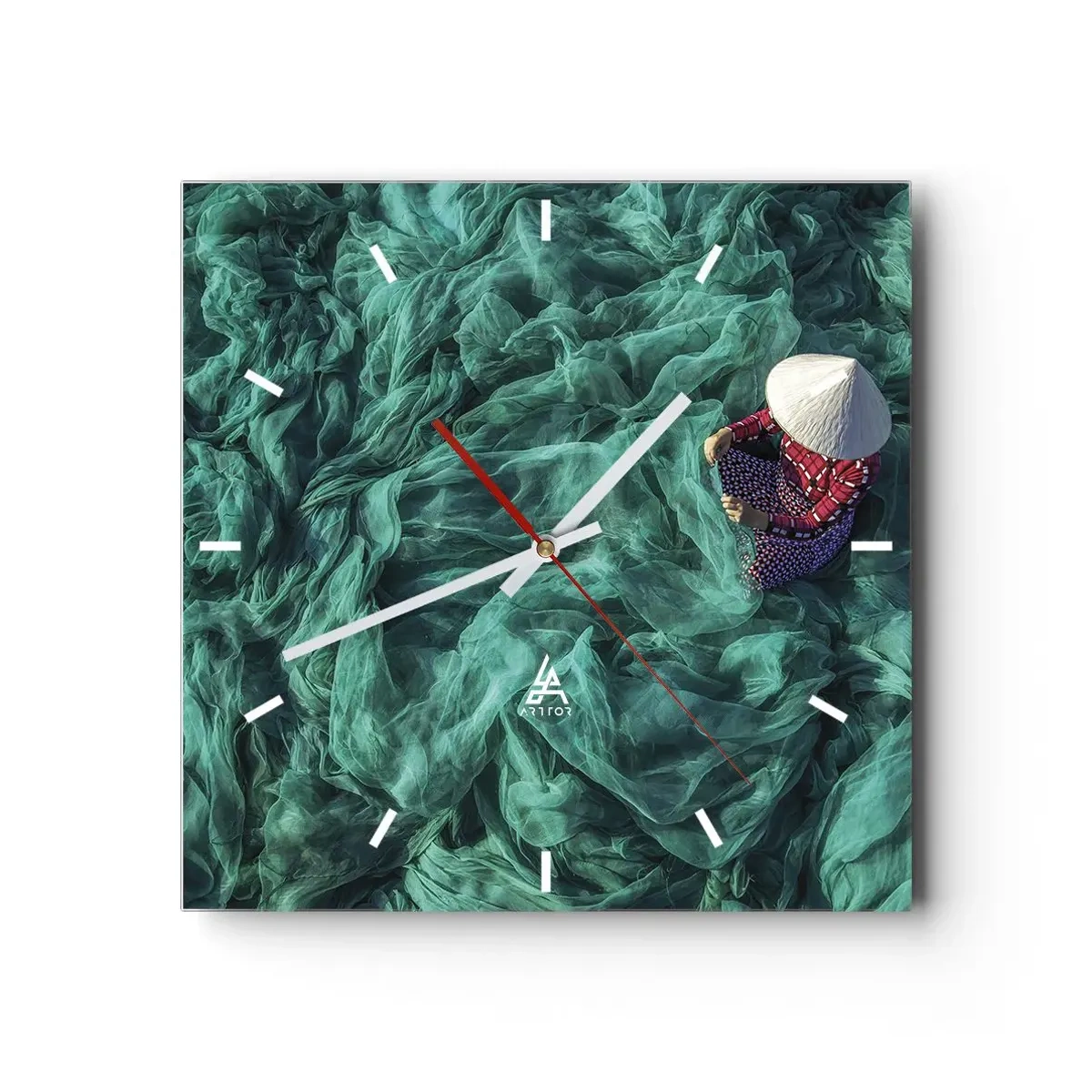 Wanduhr - Glasuhr - In einem Meer aus Netzen - 40x40 cm