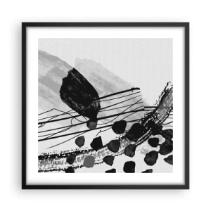 Poster in einem schwarzem Rahmen - Organische Schwarz-Weiß-Abstraktion - 50x50 cm
