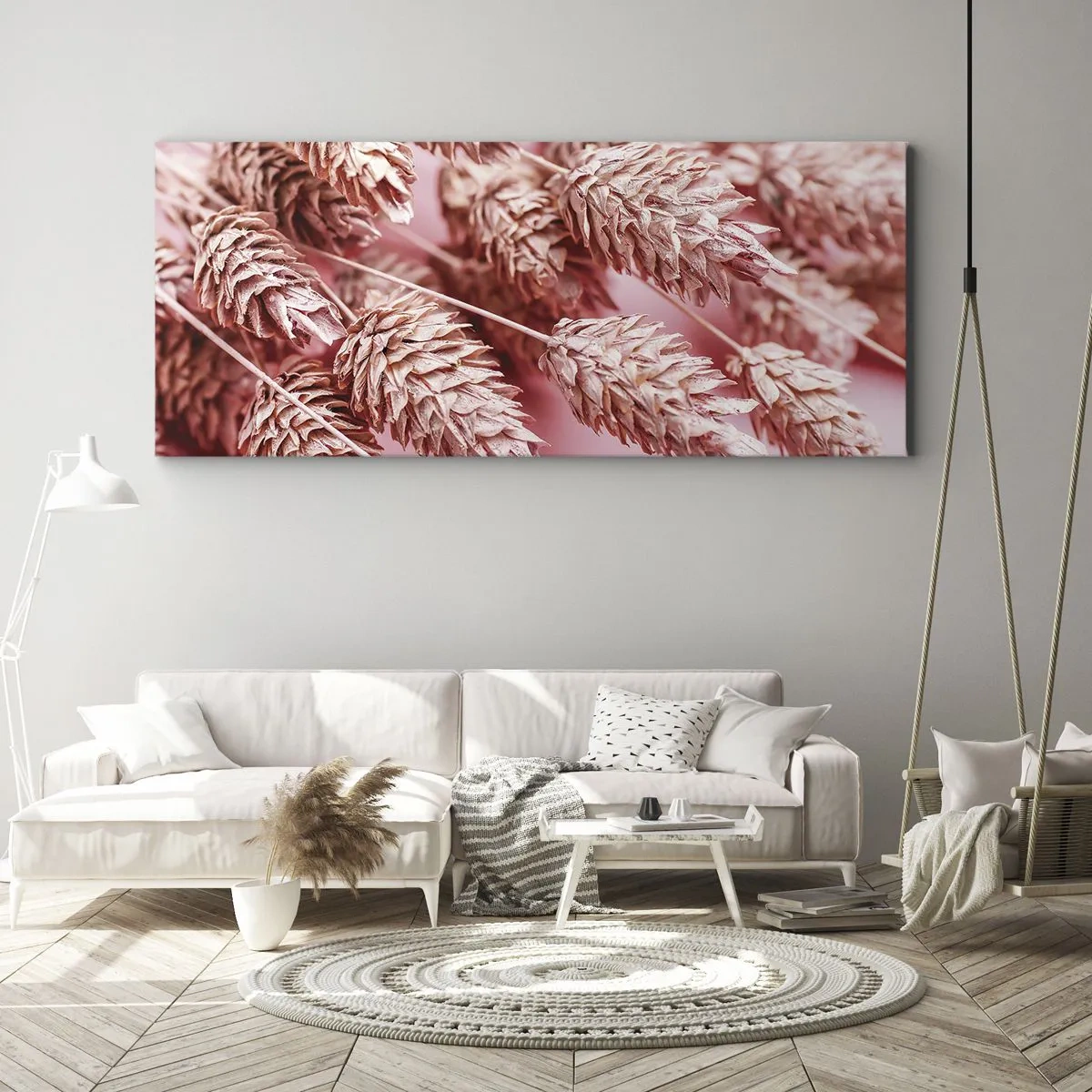 Bild auf Leinwand - Leinwandbild - Eine Blumenkaskade in Rosa - 90x30 cm