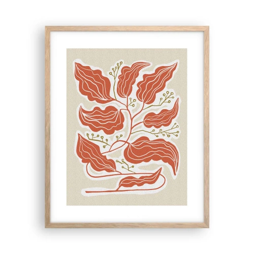 Poster in einem Rahmen aus heller Eiche - Im Folkstil und korallenartig - 40x50 cm