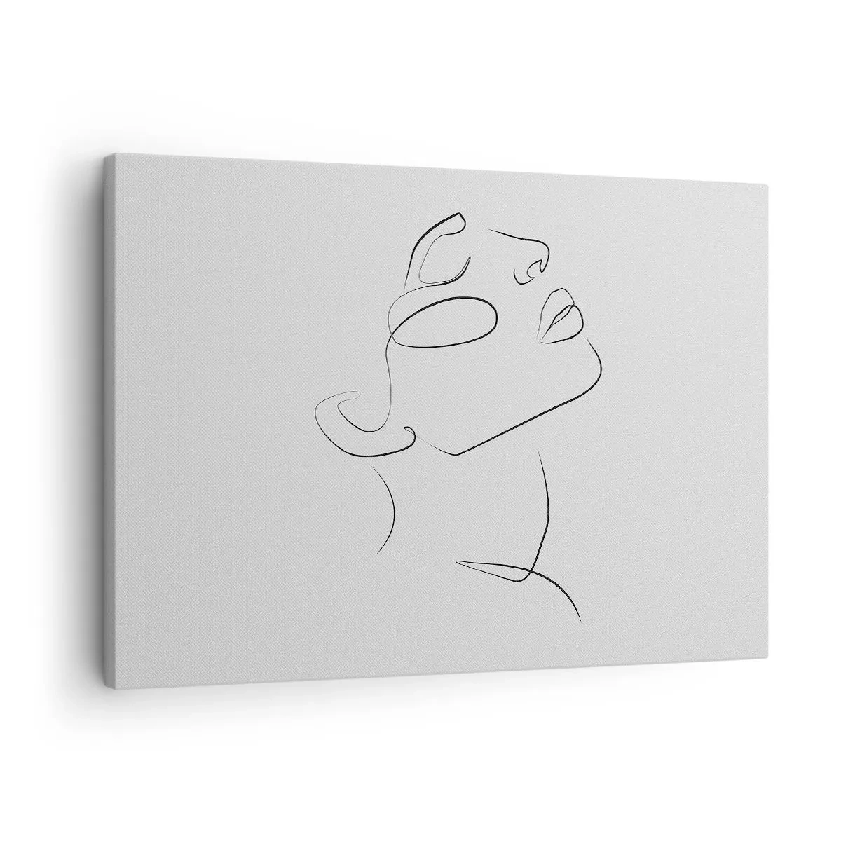 Bild auf Leinwand - Leinwandbild - Eine minimalistische Skizze des Gesichts einer Frau im Profil. - 70x50cm - Die Drehungen und Wendungen der Träume - Moderne Wanddekoration für Wohnzimmer und Schlafzimmer ARTTOR