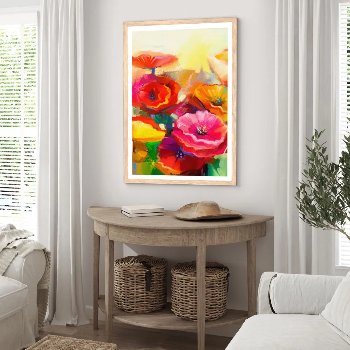 Poster in einem Rahmen aus heller Eiche - Nicht nur rot - 50x70 cm