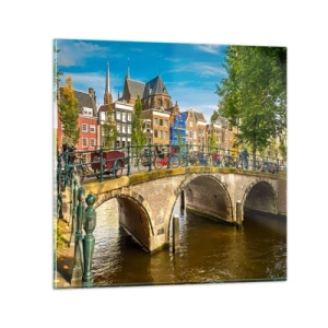 Glasbild - Bild auf glas - Frühling am Kanal - 30x30 cm