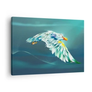Bild auf Leinwand - Leinwandbild - Abstrakter Adler im Flug vor einem türkisfarbenen Himmel - 70x50cm - Der Adler deiner Flüge ist die Kraft - Moderne Wanddekoration für Wohnzimmer und Schlafzimmer ARTTOR