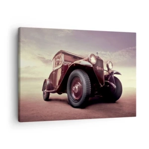 Bild auf Leinwand - Leinwandbild - Ein Oldtimer im klassischen Stil vor dem Himmel - 70x50cm - Gehen wir zurück wie in alten Zeiten ... - Moderne Wanddekoration für Wohnzimmer und Schlafzimmer ARTTOR