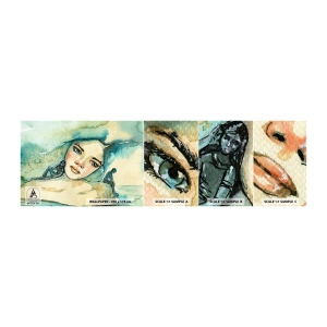 Fototapeten Muster Selbstklebend Deluxe Sticker - Bin ich blau? - Abstraktion, Das Gesicht einer Frau, Malerei - 100x30 cm