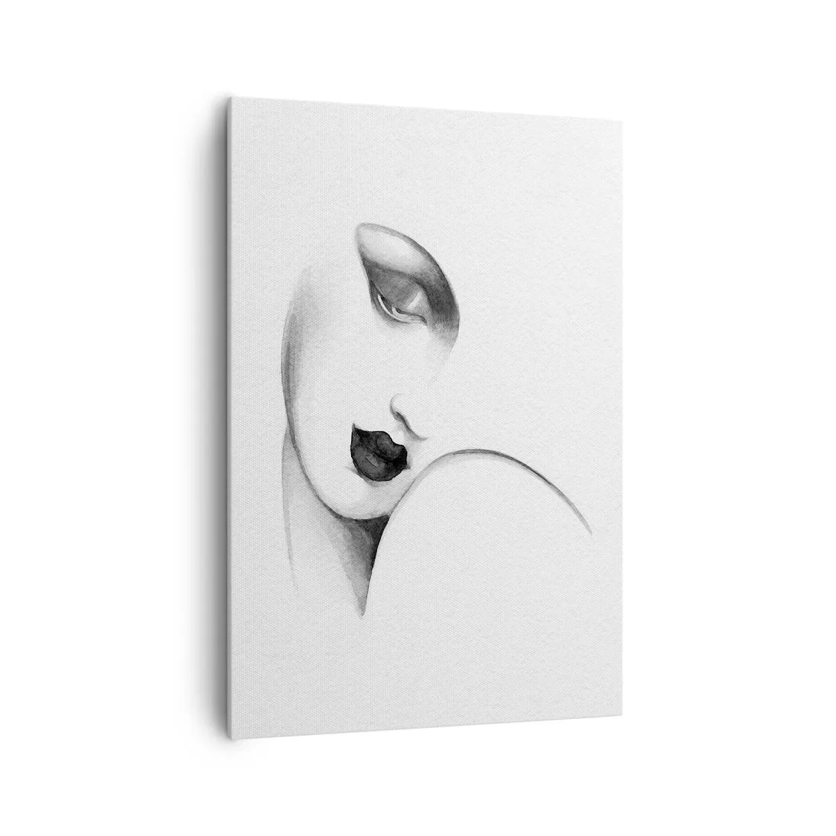 Bild auf Leinwand - Leinwandbild - Ein subtiles Frauenporträt im monochromen Stil - 70x100cm - Im Stil von Łempicka - Moderne Wanddekoration für Wohnzimmer und Schlafzimmer ARTTOR