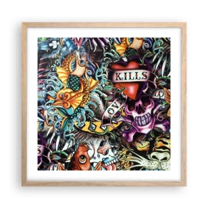 Poster in einem Rahmen aus heller Eiche - Der Traum des Tätowierers - 50x50 cm