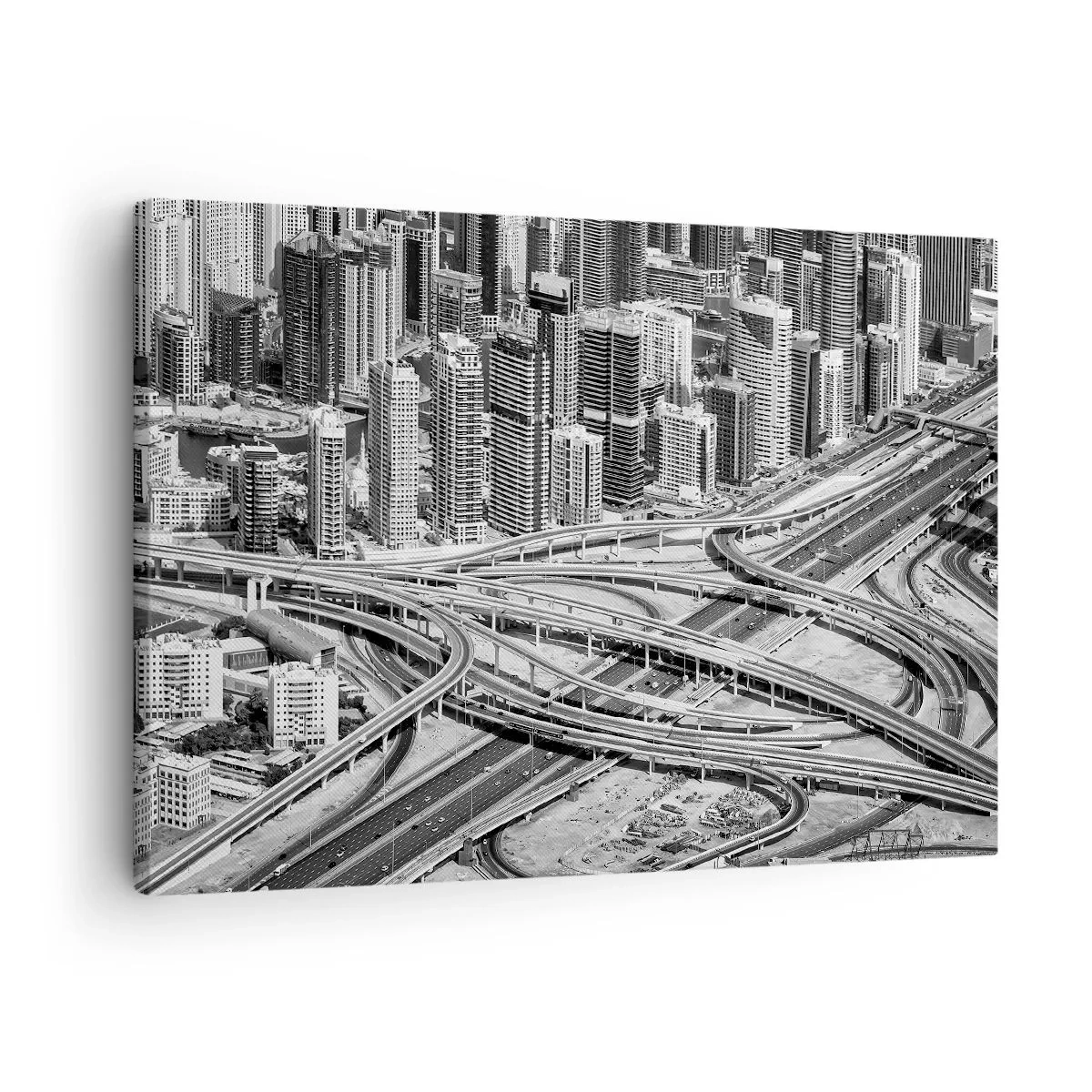 Bild auf Leinwand - Leinwandbild - Dubai aus der Vogelperspektive - 70x50cm - Dubai - die unmögliche Stadt - Moderne Wanddekoration für Wohnzimmer und Schlafzimmer ARTTOR
