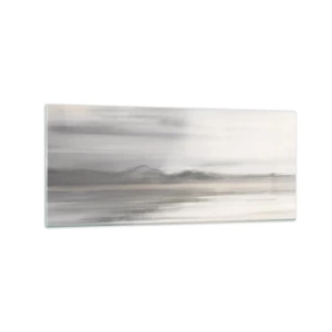 Glasbild - Bild auf glas - Eine subtile Landschaft in Grau- und Beigetönen - 120x50cm - Nachdenkliche Distanz - Moderne Wanddekoration für Wohnzimmer und Schlafzimmer ARTTOR