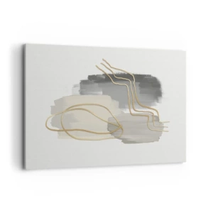 Bild auf Leinwand - Leinwandbild - Abstrakte goldene Linien auf grauem Hintergrund - 120x80cm - Dauer und Bewegung - Moderne Wanddekoration für Wohnzimmer und Schlafzimmer ARTTOR