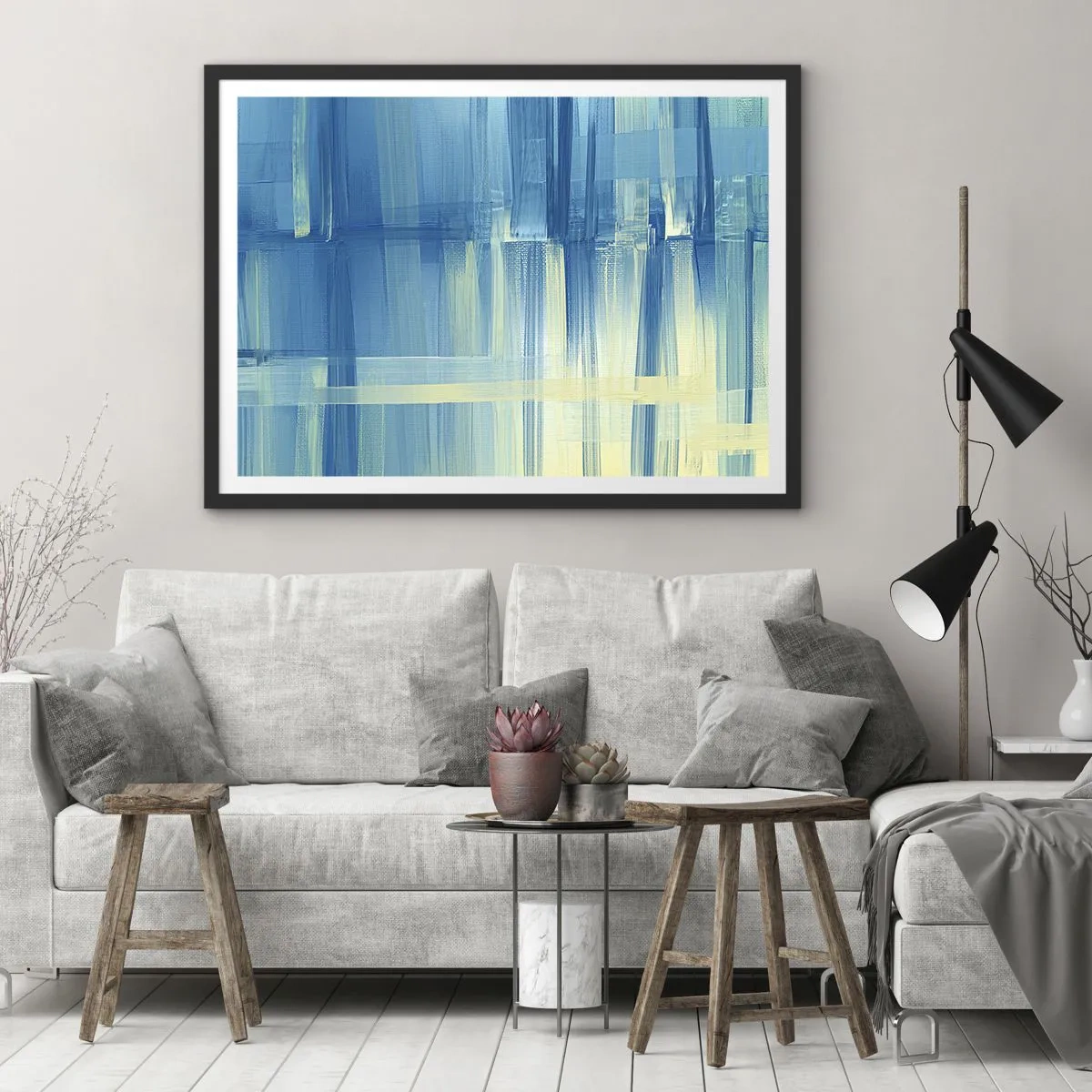 Poster in einem schwarzem Rahmen - Komposition in Türkis - 50x40 cm