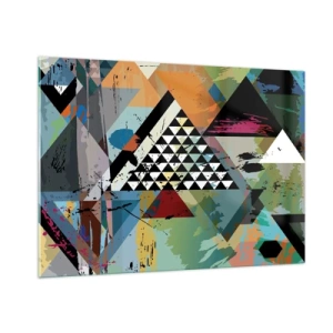Glasbild - Bild auf glas - Abstrakte Komposition aus geometrischen Formen und Farben - 100x70cm - Wie einfach ist es - Moderne Wanddekoration für Wohnzimmer und Schlafzimmer ARTTOR