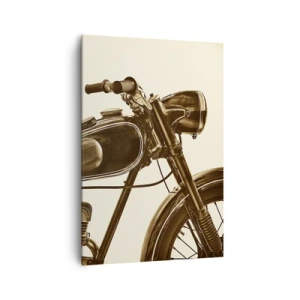 Bild auf Leinwand - Leinwandbild - Ein Vintage-Retro-Motorrad auf hellem Hintergrund - 70x100cm - Sehnsucht nach den Klassikern - Moderne Wanddekoration für Wohnzimmer und Schlafzimmer ARTTOR