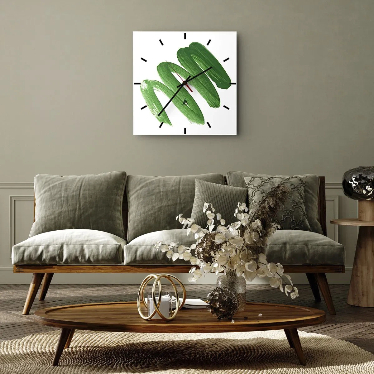 Wanduhr - Glasuhr - Grüner Witz - 40x40 cm