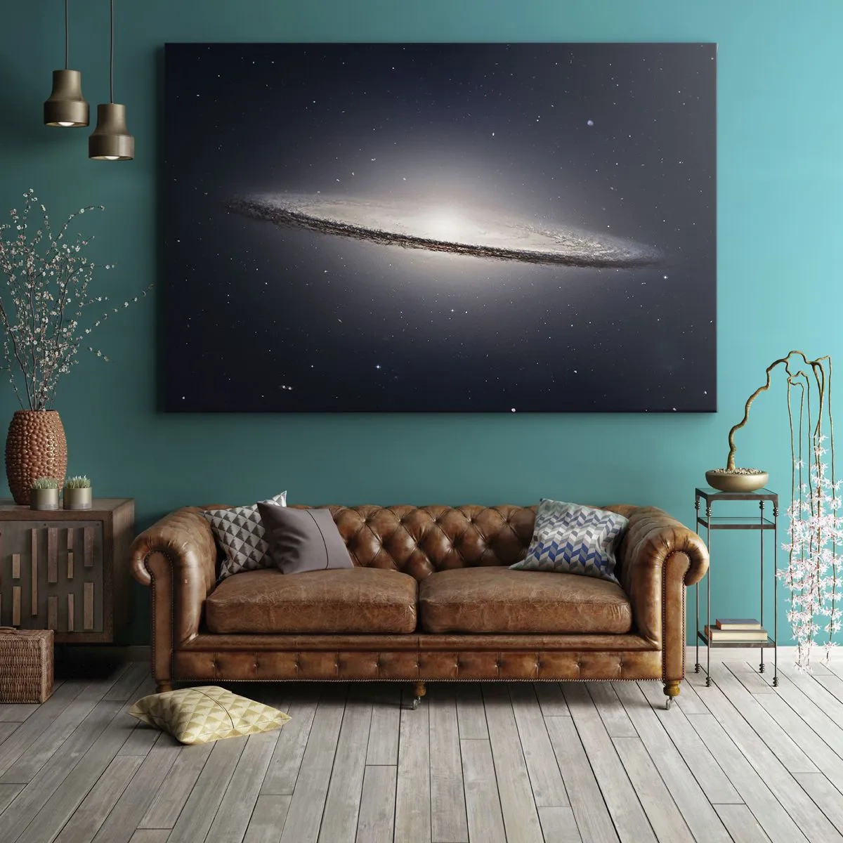 Bild auf Leinwand - Leinwandbild - Eine Spiralgalaxie vor dem Hintergrund des Sternenraums - 100x70cm - Vor langer Zeit in einer weit entfernten Galaxie ... - Moderne Wanddekoration für Wohnzimmer und Schlafzimmer ARTTOR