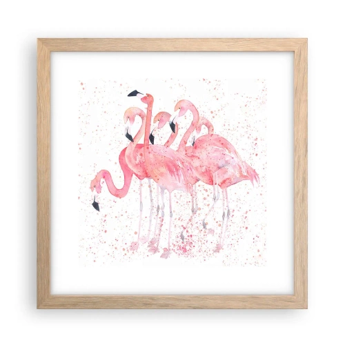 Poster in einem Rahmen aus heller Eiche - Rosa Ensemble - 30x30 cm