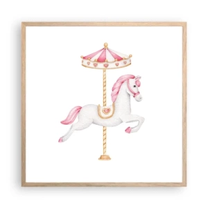 Poster in einem Rahmen aus heller Eiche - Er legte los - 60x60 cm