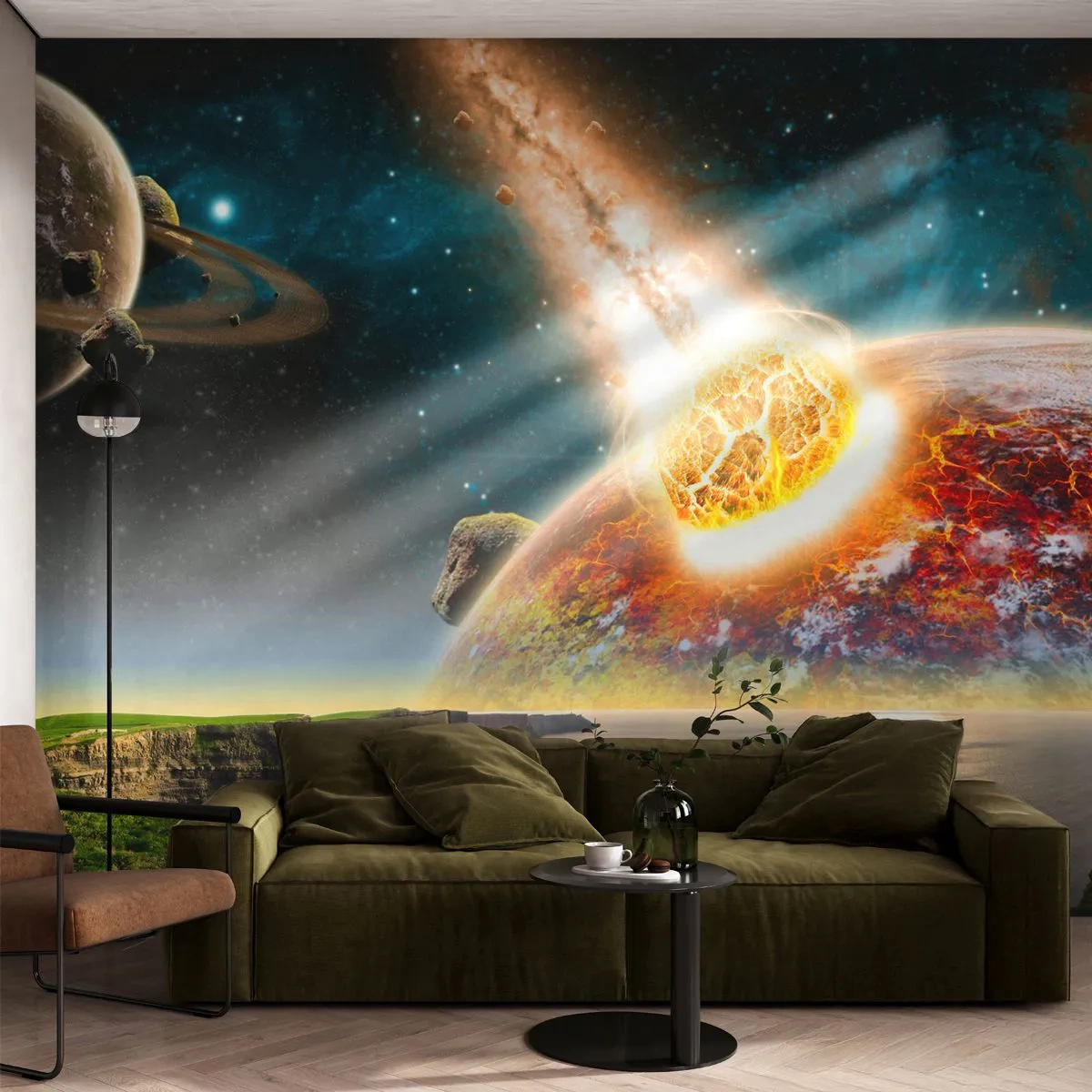 Fototapete Standard Eco - Kosmisches Drama - Abstraktion, Landschaft, Kosmos - 450x315 cm