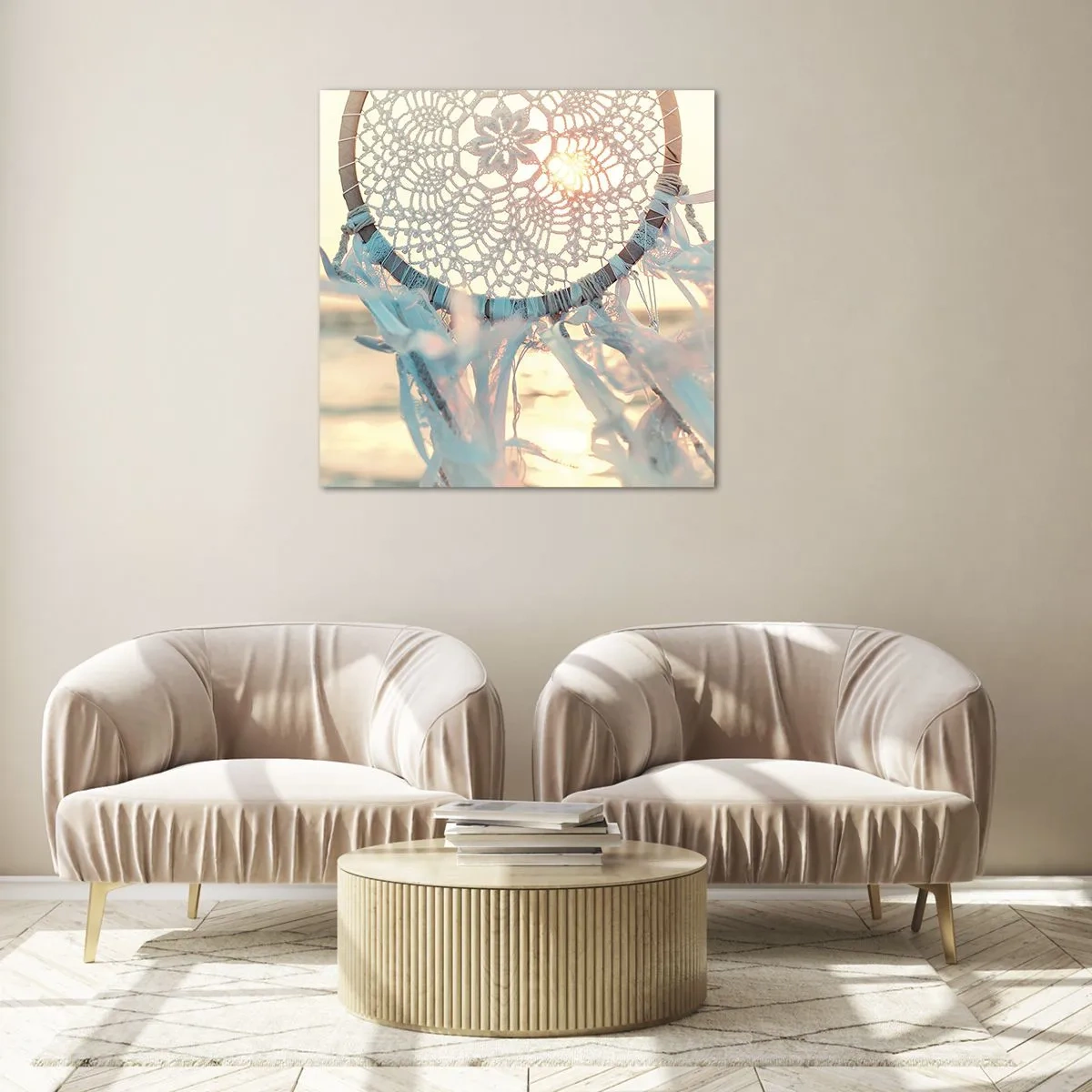 Glasbild - Bild auf glas - Totem aus Spitze - 50x50 cm