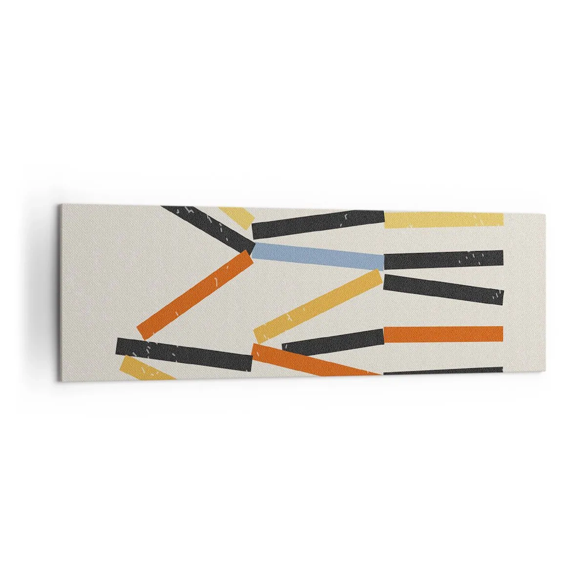 Bild auf Leinwand - Leinwandbild - Abstrakte Komposition mit farbigen und schwarzen Rechtecken in horizontaler Anordnung - 160x50cm - Komposition auf der Ebene - Moderne Wanddekoration für Wohnzimmer und Schlafzimmer ARTTOR