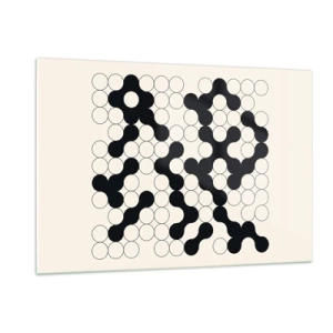 Glasbild - Bild auf glas - Ein schwarz-weißes grafisches Mosaik aus verbundenen Punkten. - 120x80cm - Chinesisches Spiel – Variation - Moderne Wanddekoration für Wohnzimmer und Schlafzimmer ARTTOR