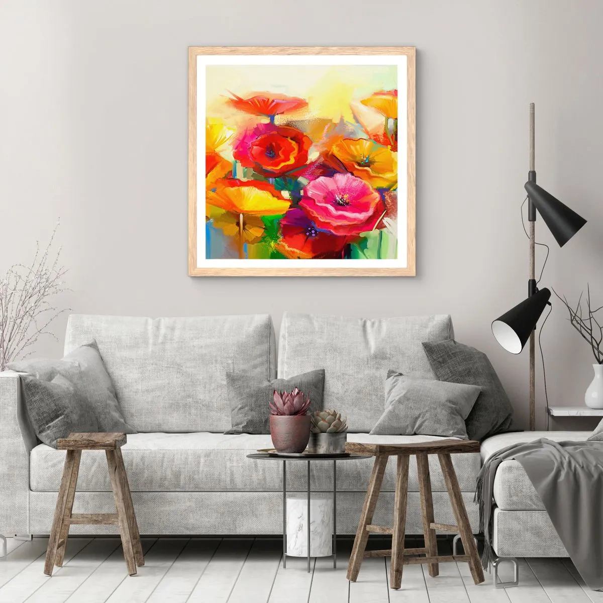 Poster in einem Rahmen aus heller Eiche - Nicht nur rot - 40x40 cm