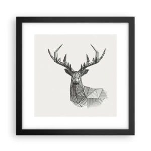 Poster in einem schwarzem Rahmen - Ein Hirsch im kubistischen Stil - 30x30 cm