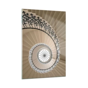 Glasbild - Bild auf glas - Ein Blick auf eine Wendeltreppe, die einer Muschel ähnelt - 50x70cm - Im Inneren der Muschel - Moderne Wanddekoration für Wohnzimmer und Schlafzimmer ARTTOR
