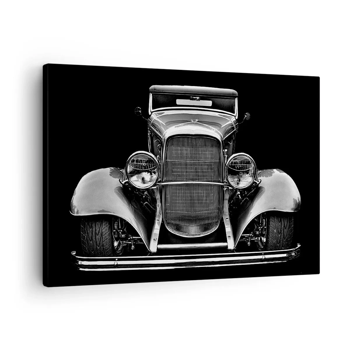 Bild auf Leinwand - Leinwandbild - Ein Oldtimer in Schwarz und Weiß - 70x50cm - Wahrer Gentleman - Moderne Wanddekoration für Wohnzimmer und Schlafzimmer ARTTOR