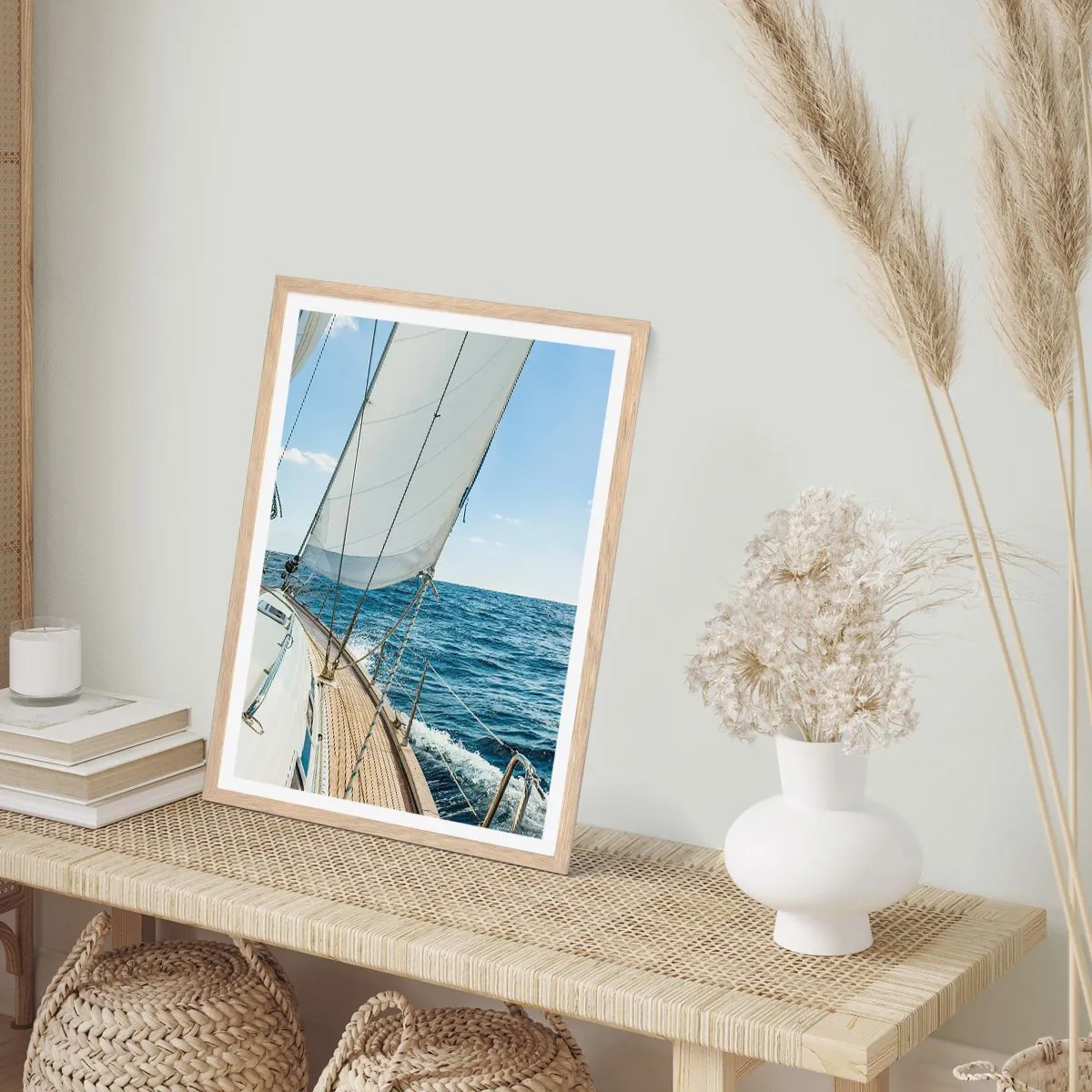 Poster in einem Rahmen aus heller Eiche - Ahoi, Abenteuer - 70x100 cm
