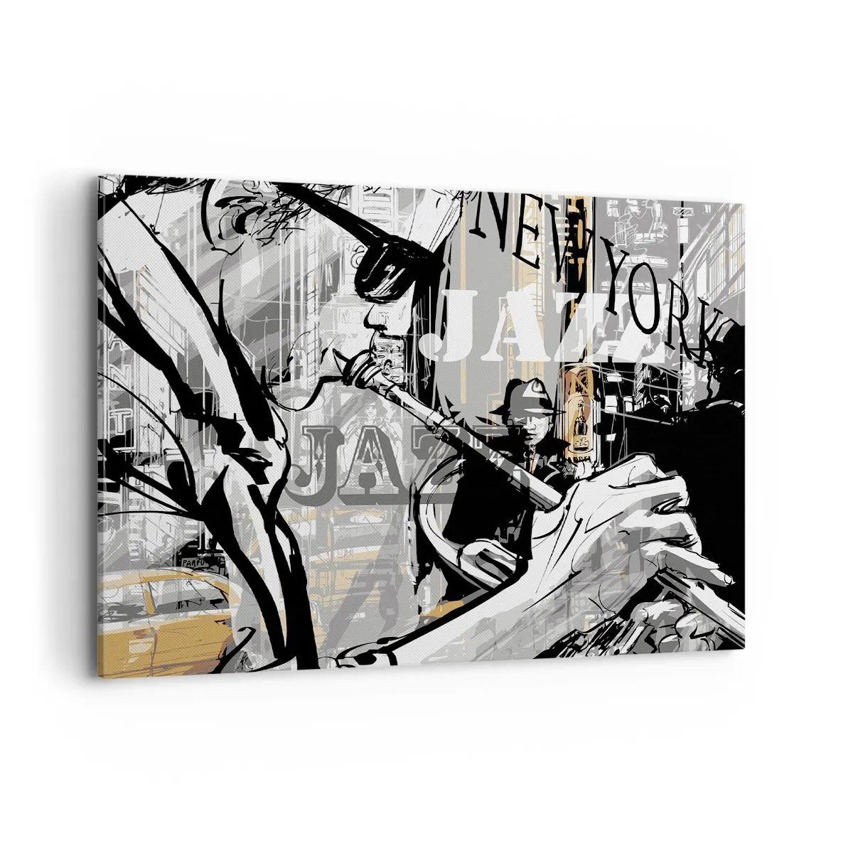 Bild auf Leinwand - Leinwandbild - New Yorker Jazzszene - 100x70cm - Im Rhythmus von New York - Moderne Wanddekoration für Wohnzimmer und Schlafzimmer ARTTOR