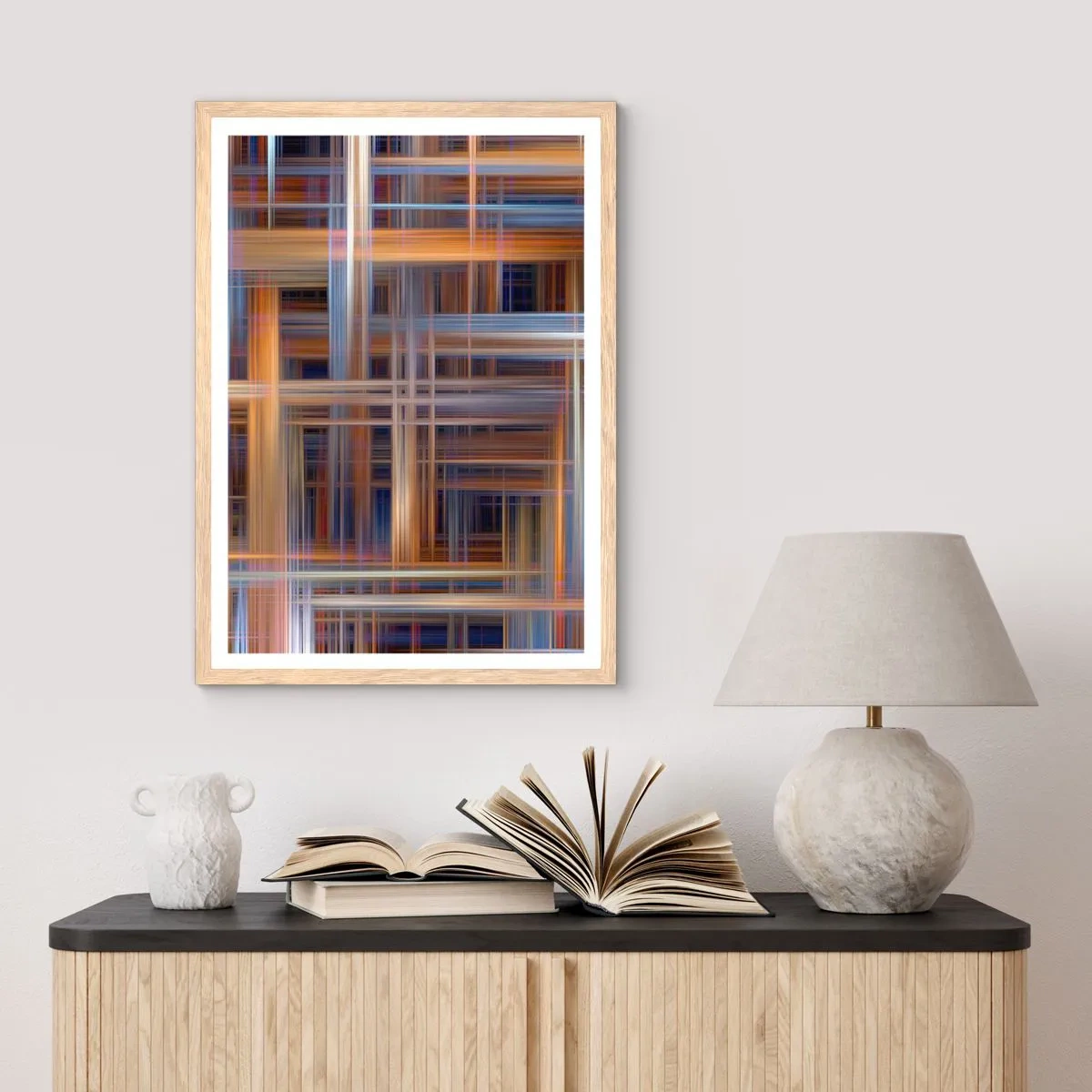 Poster in einem Rahmen aus heller Eiche - Aus Licht gewebt - 40x50 cm
