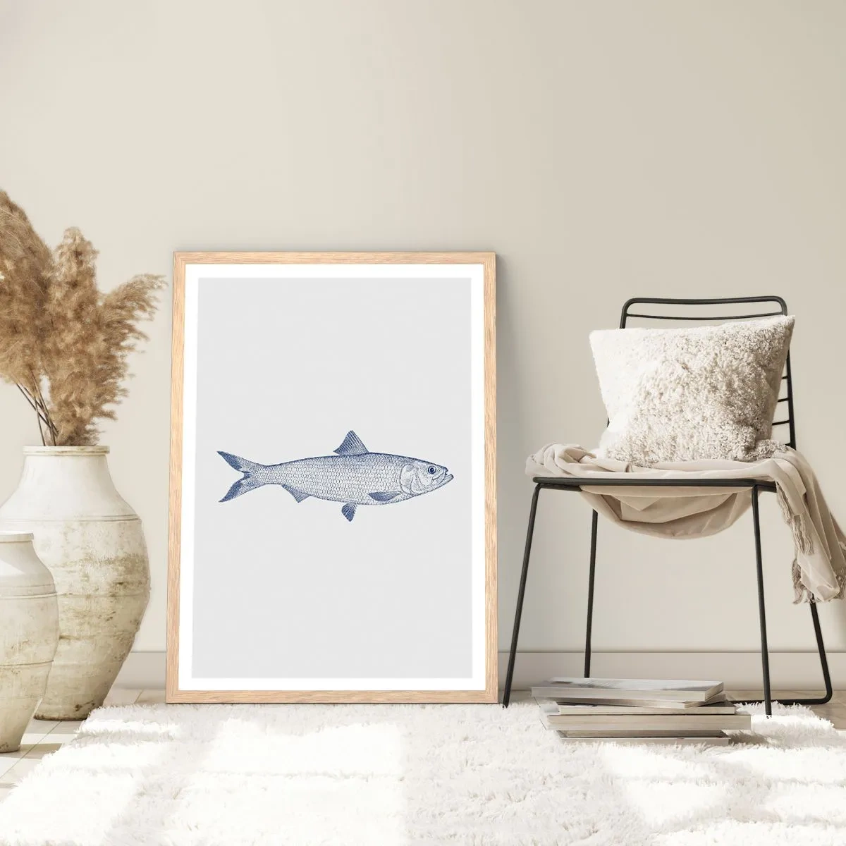 Poster in einem Rahmen aus heller Eiche - Grüße aus den nördlichen Meeren - 30x40 cm